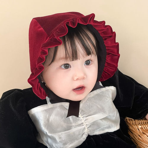 金丝绒生日圣诞新年喜宴婴儿帽子