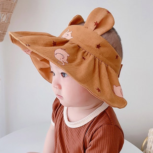 春夏儿童帽子大檐防晒防紫外线婴儿空顶贝壳帽男女宝宝太阳帽凉帽