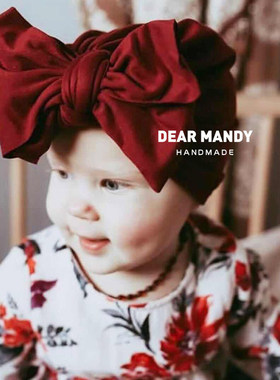 婴儿帽子秋冬可爱大蝴蝶结羊绒棉保暖护囟门初生新生儿女宝宝胎帽