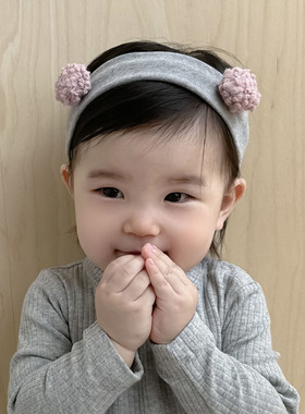 婴儿发带可爱超萌羊羔毛球韩版羊绒棉儿童男女宝宝头饰发饰春秋冬