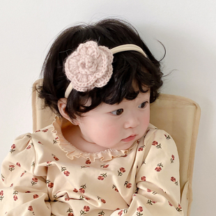 纯手工安第斯驼绒羊毛花朵婴儿发带公主韩版 儿童宝宝百天周岁头饰