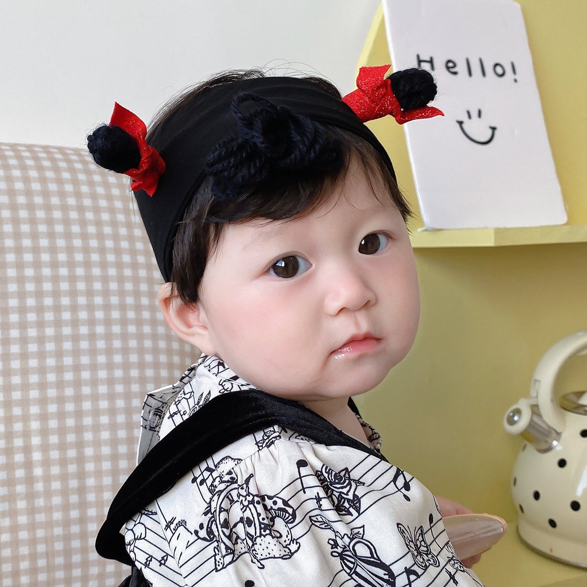 可爱超萌辫子红色新年婴儿发带