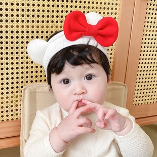 婴儿发带可爱超萌kitty猫百天周岁护囟门女宝宝儿童头饰发饰秋冬