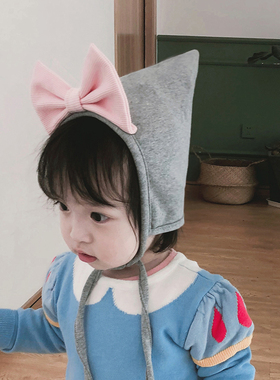 可爱蝴蝶结精灵帽婴儿帽子婴幼儿宝宝儿童韩版保暖胎帽护耳帽秋冬