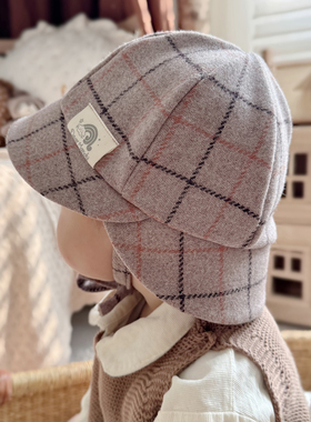 婴儿帽子秋冬可爱波点大檐防晒棉麻男女宝宝遮阳帽儿童渔夫帽盆帽