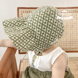 婴儿遮阳帽夏季 透气双面防晒防紫外线大帽檐儿童女宝宝太阳帽 薄款