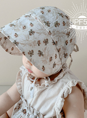 婴儿遮阳帽夏季薄款纯棉透气可调节韩版大帽檐小月龄女宝宝防晒帽