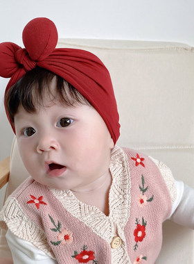 婴儿帽子春秋薄款可爱蝴蝶结莫代尔儿童新生儿女宝宝护囟门胎帽冬