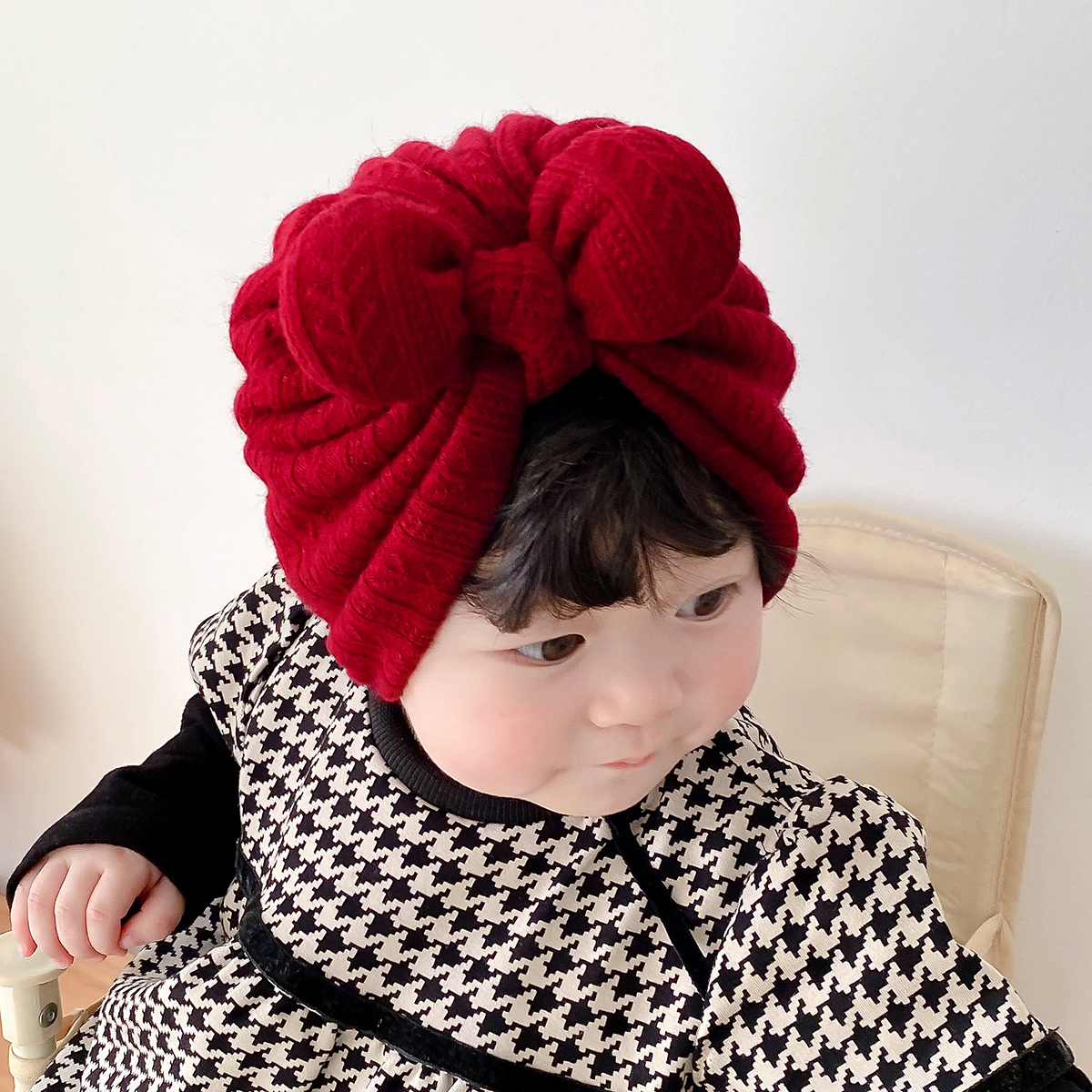 新西兰羊绒提花婴儿帽子胎帽秋冬