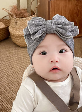 婴儿发带秋冬可爱蝴蝶结新西兰羊绒提花公主儿童女宝宝新生儿头饰