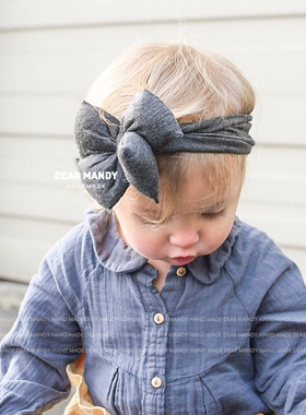 ins蝴蝶结婴儿发带百天周岁公主洋气宝宝儿童女孩不勒头发饰头花