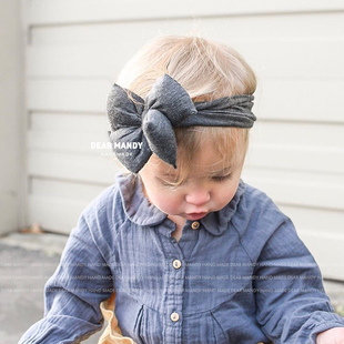 ins蝴蝶结婴儿发带百天周岁公主洋气宝宝儿童女孩不勒头发饰头花