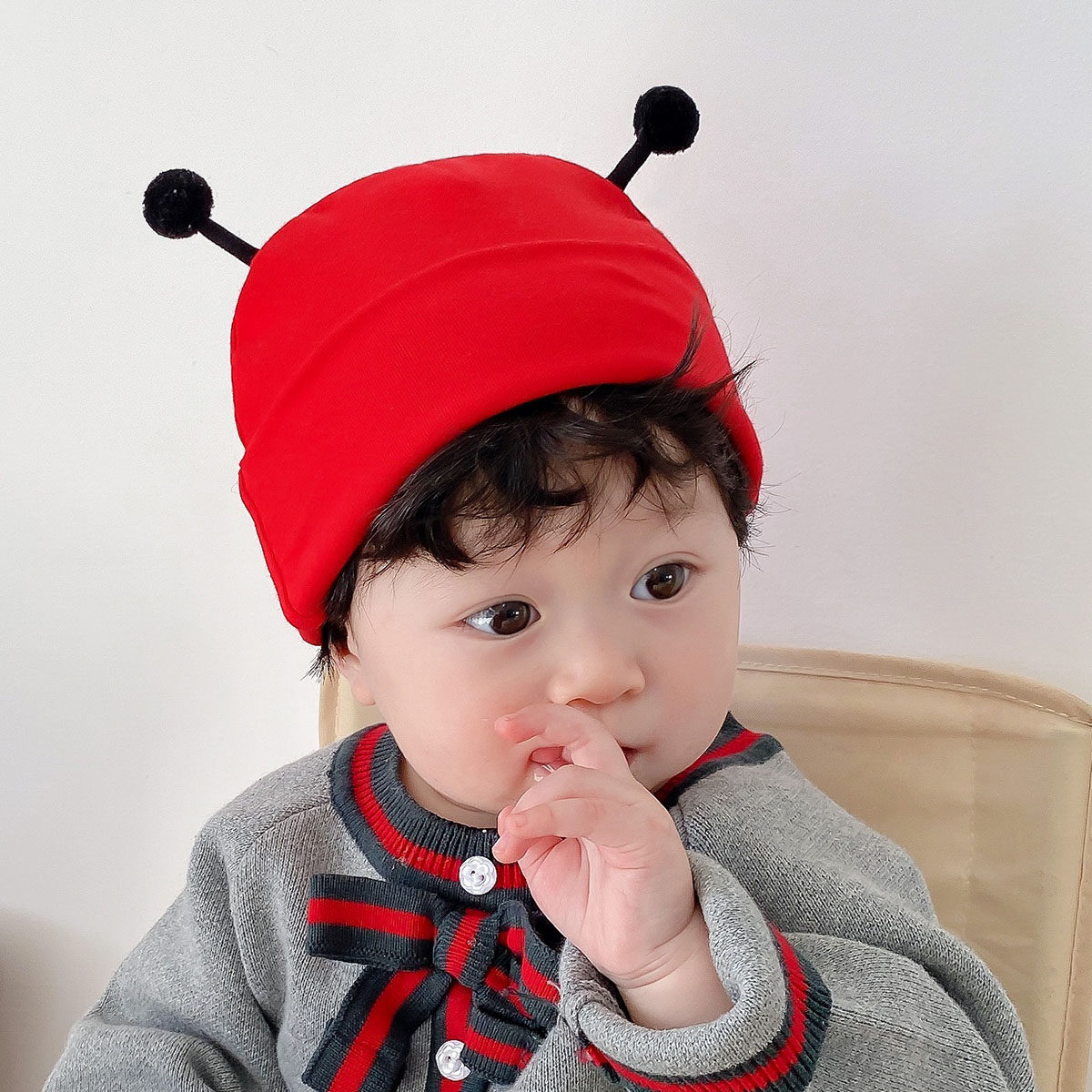 可爱超萌蜜蜂婴儿帽子加厚保暖羊绒棉韩版男女宝宝护囟门胎帽秋冬