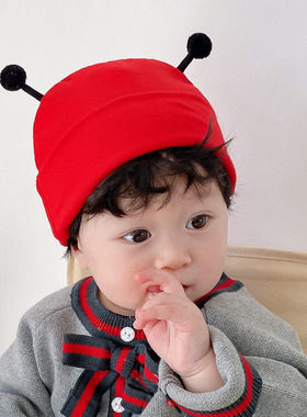 可爱超萌蜜蜂婴儿帽子加厚保暖羊绒棉韩版男女宝宝护囟门胎帽秋冬