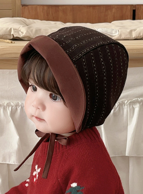 婴儿帽子羊毛呢大檐防晒保暖儿童护耳帽小月龄男女宝宝遮阳帽秋冬