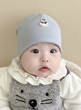 婴儿帽子秋冬季可爱兔子保暖羊绒棉儿童新生儿男女宝宝套头帽胎帽