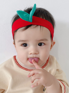 婴儿发带可爱超萌红色小苹果韩版新生儿满月周岁男女宝宝头饰发箍