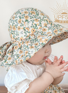 婴儿遮阳帽夏季大檐纯棉薄款透气防晒防紫外线出游儿童宝宝太阳帽