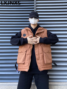 LXJNXS潮牌马甲棉服男冬季加厚保暖复古vintage情侣山系坎肩棉衣