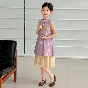 国风旗袍背心裙子 小女孩古风汉服儿童夏装 女童连衣裙夏季 2025新款
