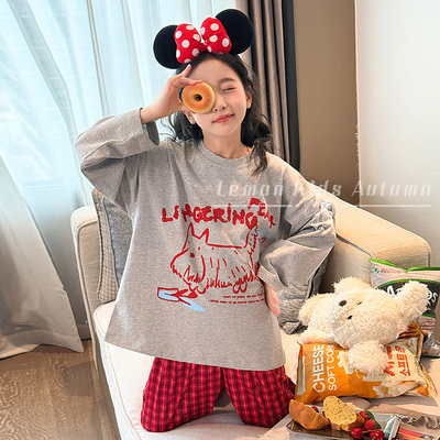 女童睡衣套装纯棉莫代尔家居服