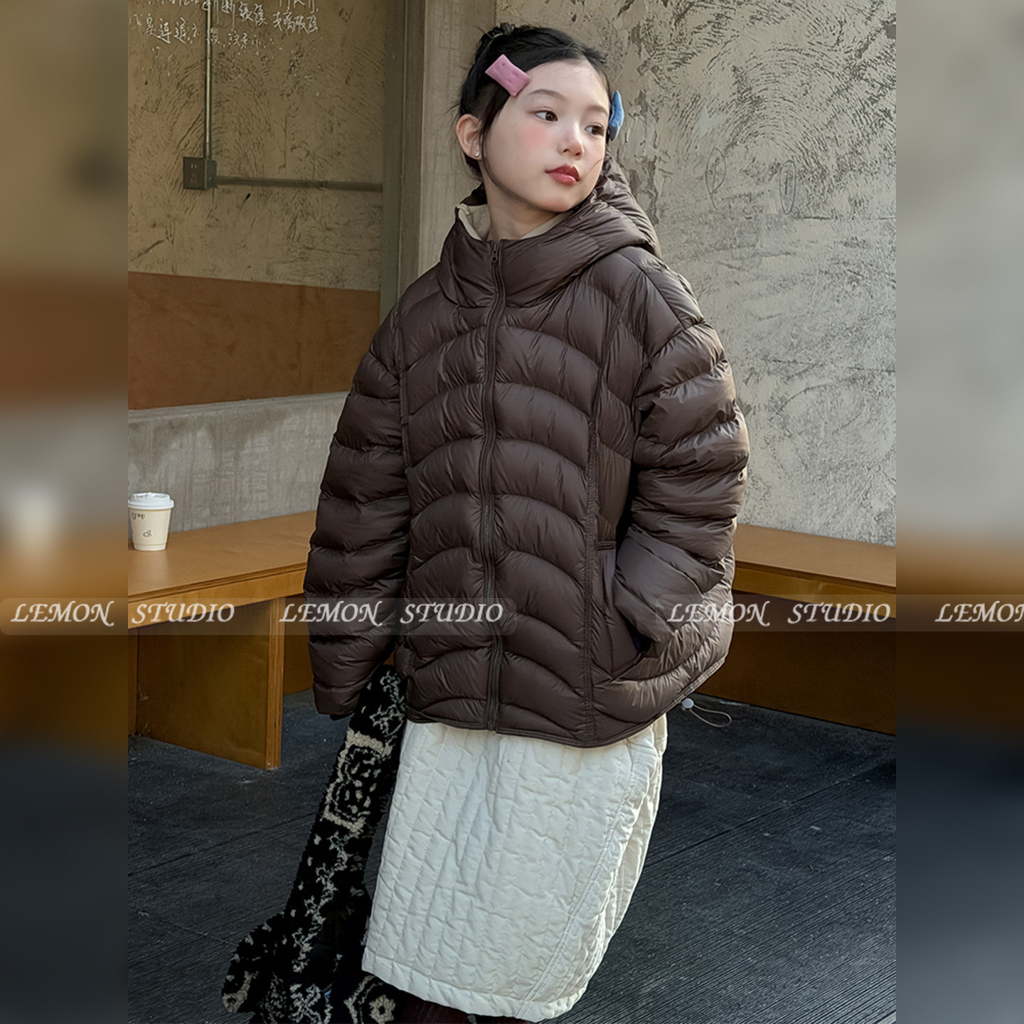 女童排骨羽绒服三防90白鸭绒外套