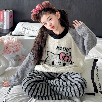 女童睡衣珊瑚绒加厚家居服套装