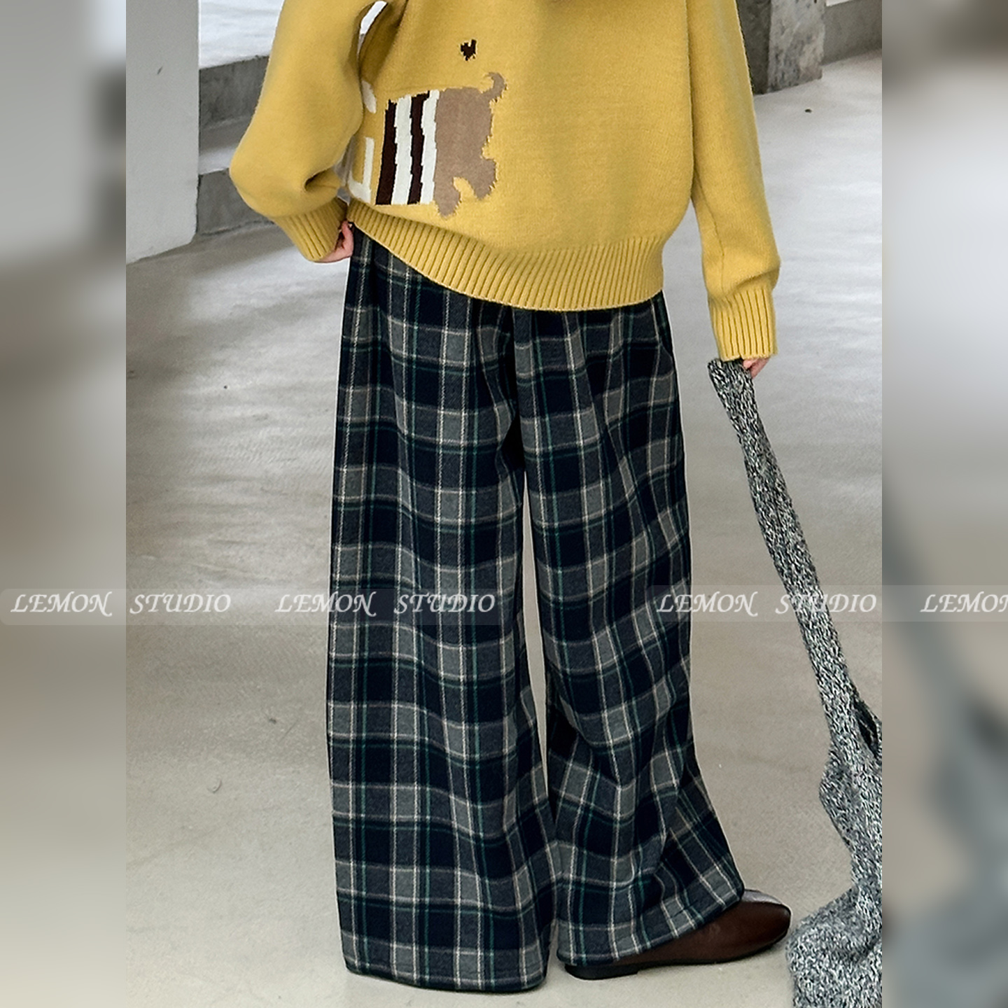 女童裤子加绒一体绒长裤阔腿裤