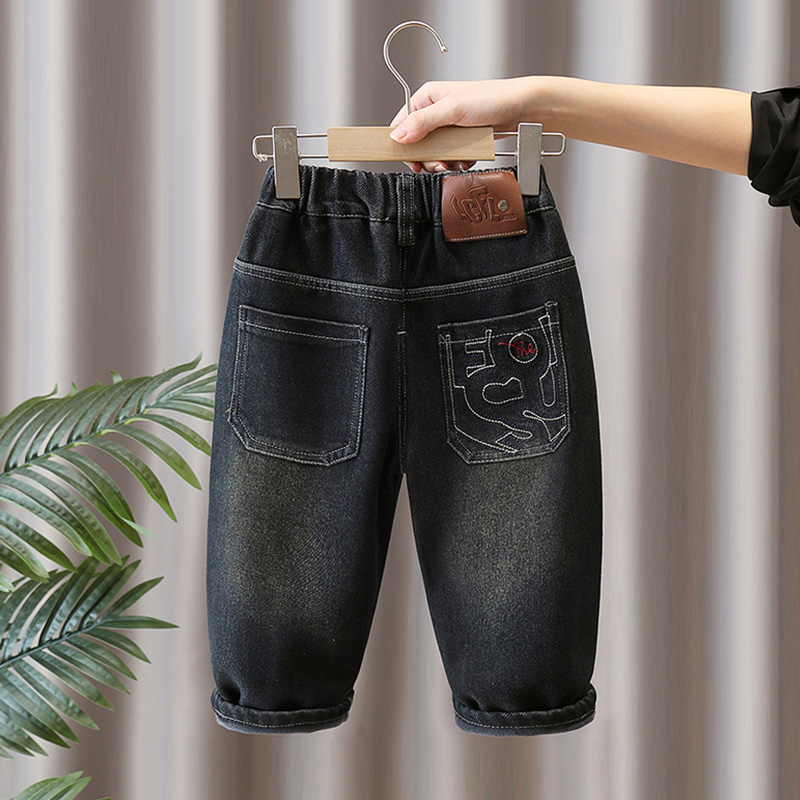 男童加绒牛仔裤2025新款秋冬长裤