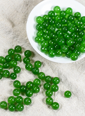 天然新疆和田碧玉散珠菠菜绿玉髓圆珠DIY饰品编制手链项链玉珠子