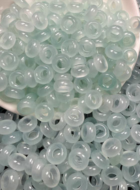 翡翠巴山玉冰晴面包圈玉石散珠玉石大孔圆环配件饰品跑环隔珠批发