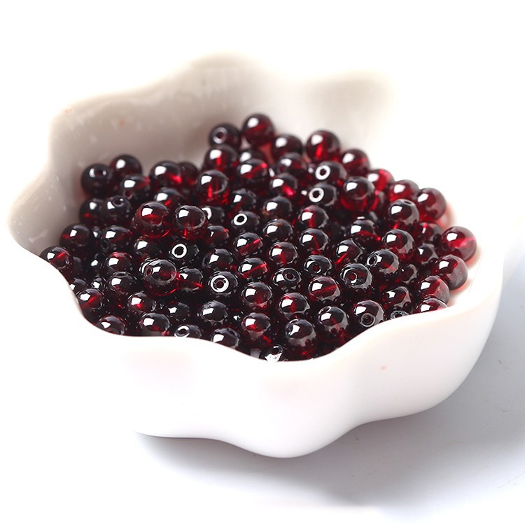 天然酒红色2.6mm迷你石榴石散珠圆珠DIY手工编制手链项链配珠饰品