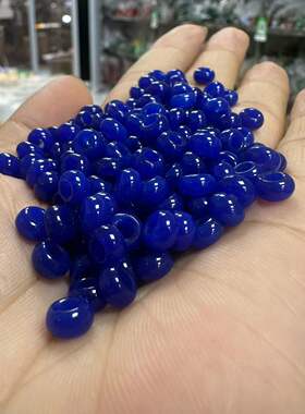 青金石大孔蓝色算盘珠散珠装饰6x3mm大孔面包圈diy玉石饰品隔片
