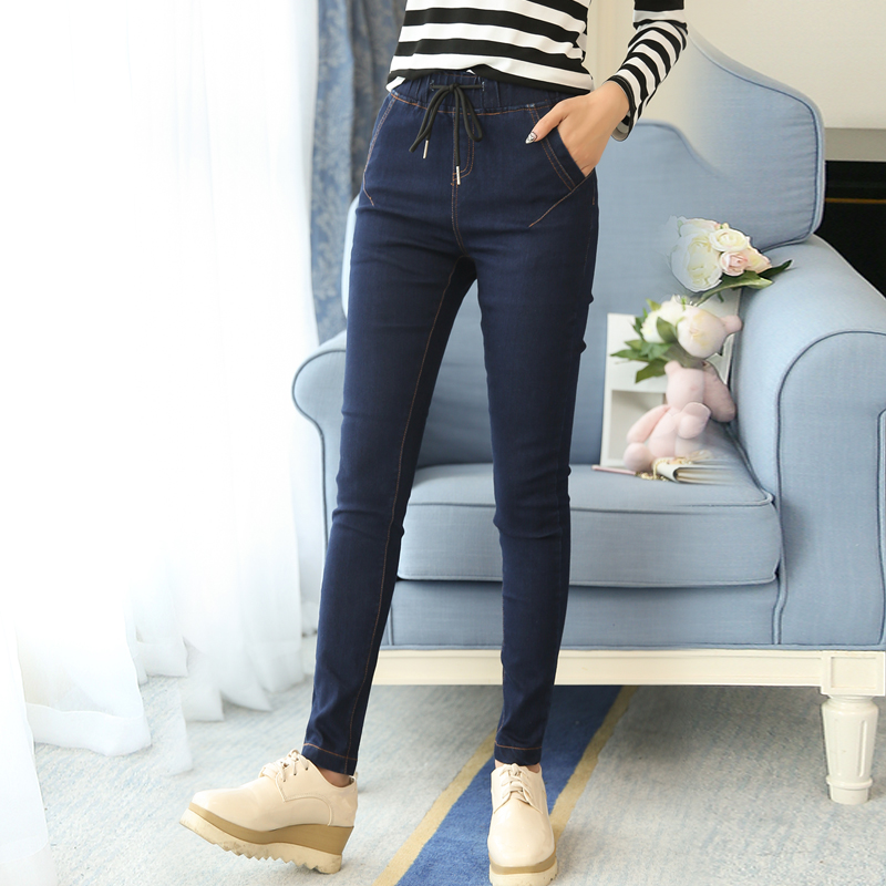 牛仔裤女装 紧身弹力显瘦铅笔裤小脚裤松紧腰抽绳|ruв категории Женская одежда, джинсы - от Buy2taobao.com для оказания профессиональной услуги покупки агента Taobao