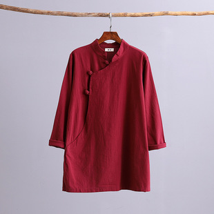 修行禅服女禅意素衣佛系外套夏季中国风女装棉麻复古上衣斜襟中式