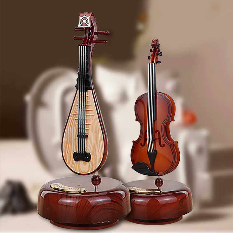 小提琴音乐盒发条式旋转八音盒乐器创意装饰摆件古典文艺生日礼物