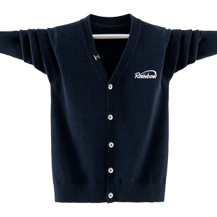 纯棉绣花针织开衫薄款 男生 帅气毛衣青少年初高中学生男孩子外套