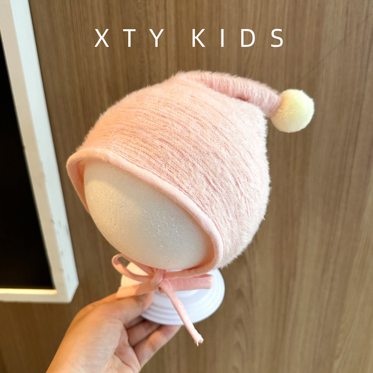 婴幼儿帽子秋冬季简约纯色百搭精灵护耳帽小月龄外出防风宝宝胎帽