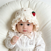 可爱女宝宝帽子春秋季 新生儿公主花边小草莓超萌小月龄婴儿遮阳帽