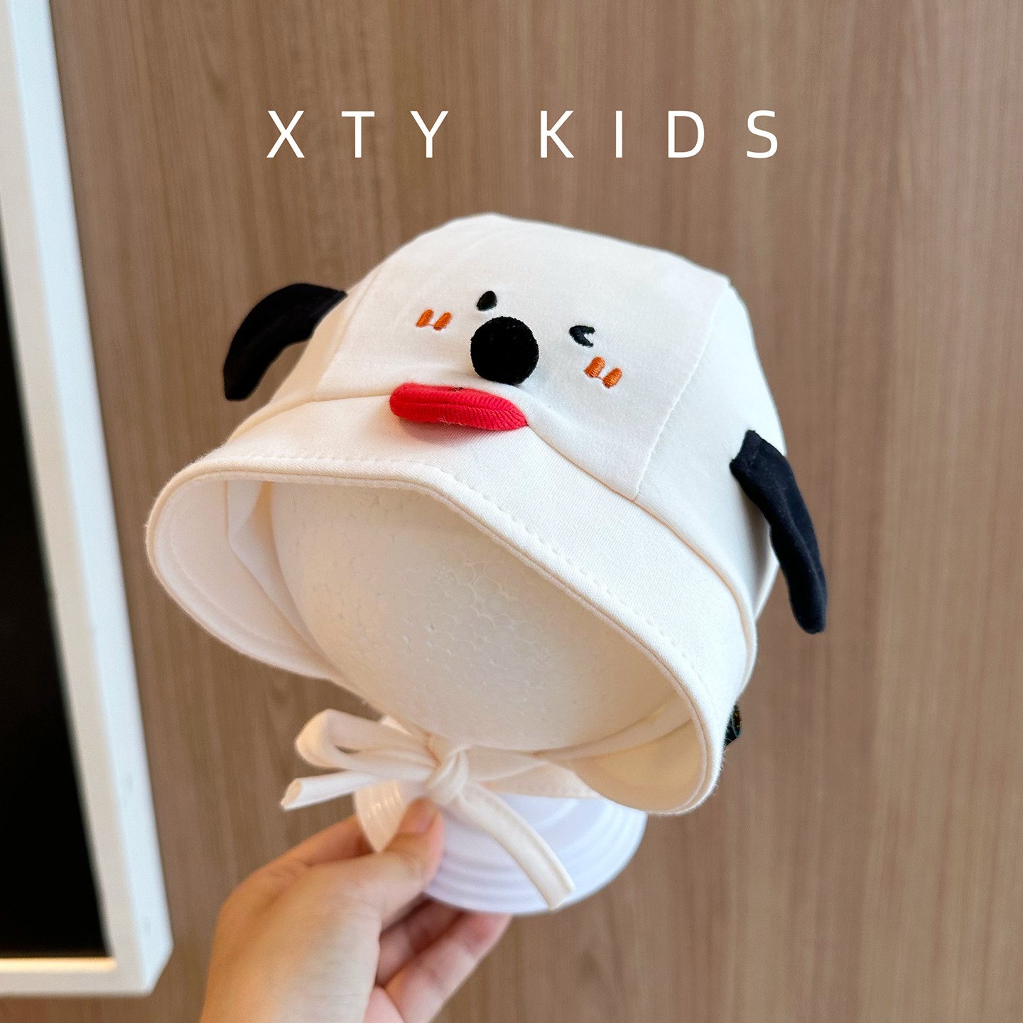 韩国宝宝帽子男春秋季系带防风遮阳帽纯棉卡通出游新生婴儿护耳帽