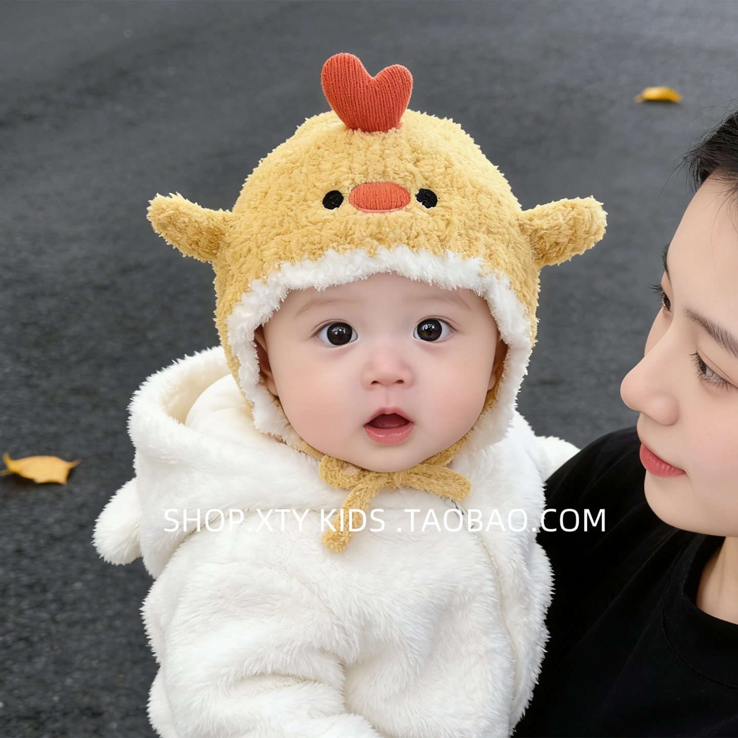 新生儿帽子秋冬季保暖毛绒可爱小鸡加厚护耳帽小月龄婴儿宝宝帽潮