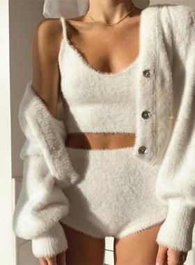 风马海毛sweater 2020autumn new fashion V领单排扣long sleeves