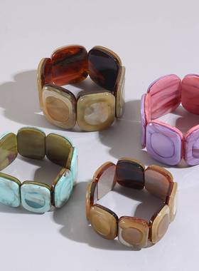 leopard print 方形acrylic bracelet  几何affordable luxury 高