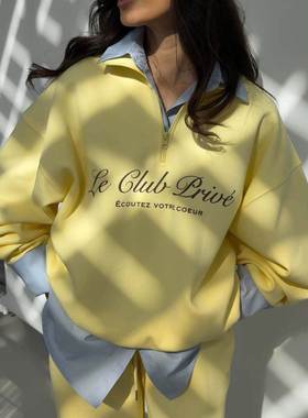 卫衣女春秋versatile2025年秋季newlong sleeves半拉链翻领loose