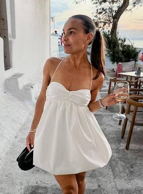 spring and summer leisure 白色versatile sexy straps V领fashi