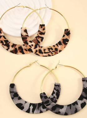 personality exaggeration alloy 大圈手工绕布leopard print 耳