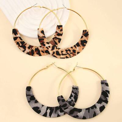personality exaggeration alloy 大圈手工绕布leopard print 耳