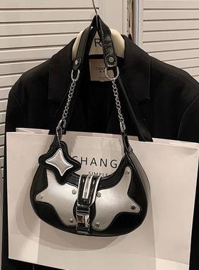 潮酷辣妹风包包女新款星星月亮包机车包腋下包铆钉single-shoulde