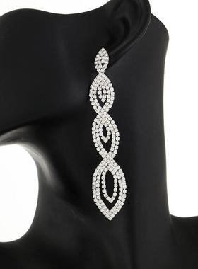 新款水钻长款马眼组合耳环女性exaggeration 爪链舞台气质耳饰E80