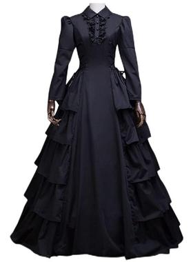 中世纪维多利亚礼服 Hallowmas文艺复兴哥特花边皇后公主长裙
